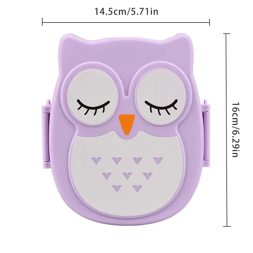 Kids Portable Bento Lunch Box Plastic Food Container with Cartoon Cutlery