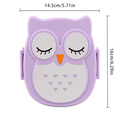Kids Portable Bento Lunch Box Plastic Food Container with Cartoon Cutlery