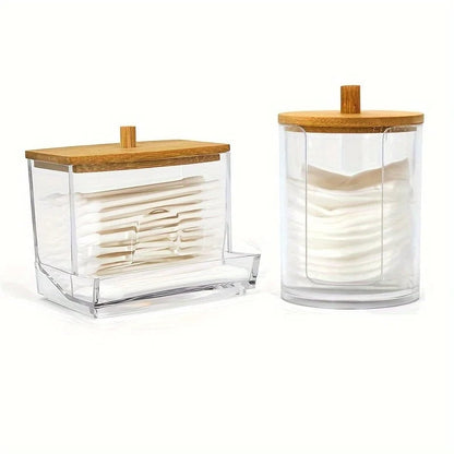 Clear Acrylic Round Makeup Organizer Cotton Pad Swab Holder 1-2Pcs