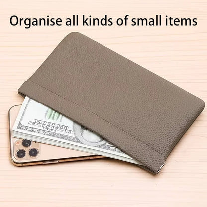 PU Leather Document Holder Wallet - Passport License Storage Organizer