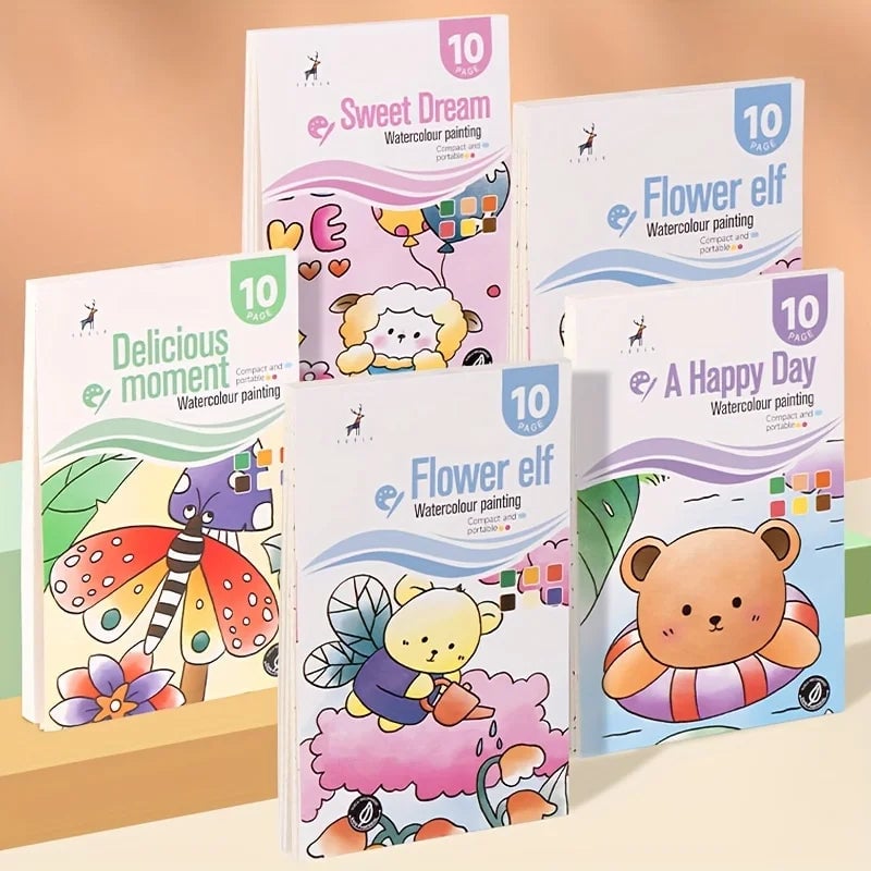 Watercolor Painting Book Set with Water Brush Pen - Self-Contained