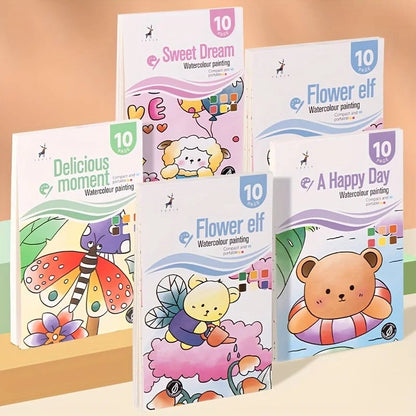 Watercolor Painting Book Set with Water Brush Pen - Self-Contained