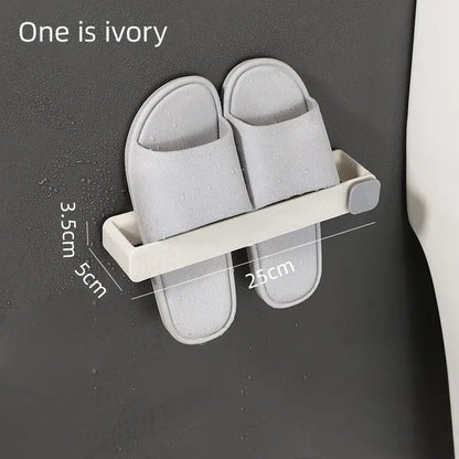 Wall Mounted Bathroom Slipper Shelf No Drill One Piece Shoe Rack
