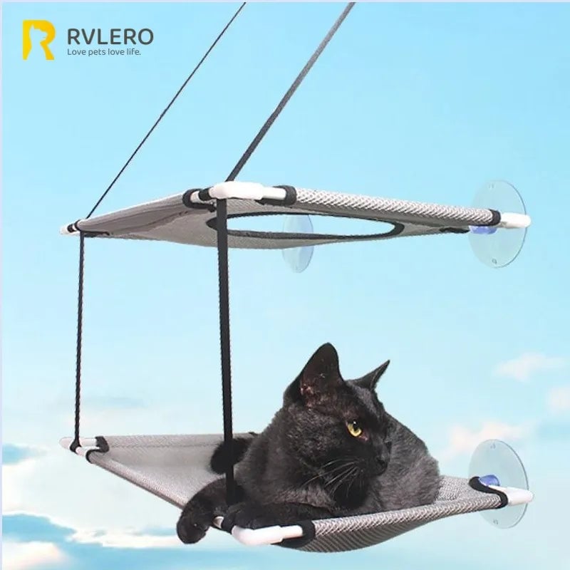 Cat Window Hammock Bed - Double-Decker Suction Cup Wall Mount