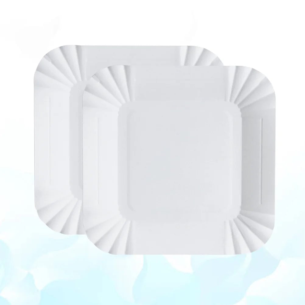 100Pcs Eco Friendly Square Paper Plates Disposable Lightweight