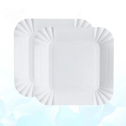 100Pcs Eco Friendly Square Paper Plates Disposable Lightweight