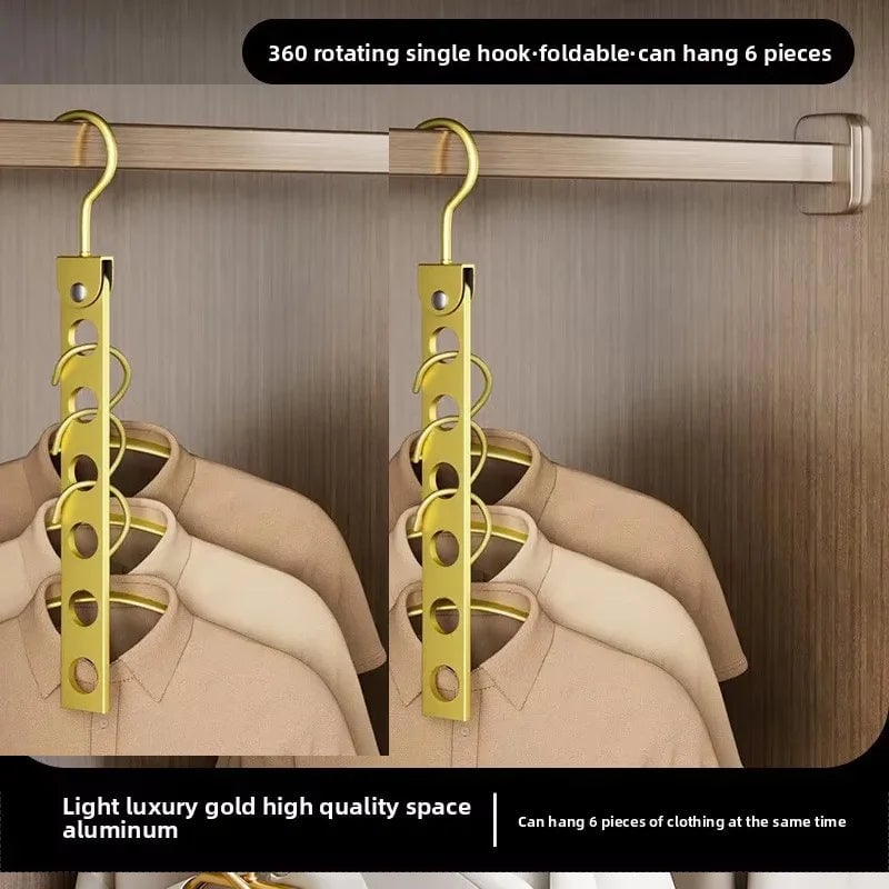 Foldable Rotatable Metal Hanger Storage Rack 6/8 Holes Organizer