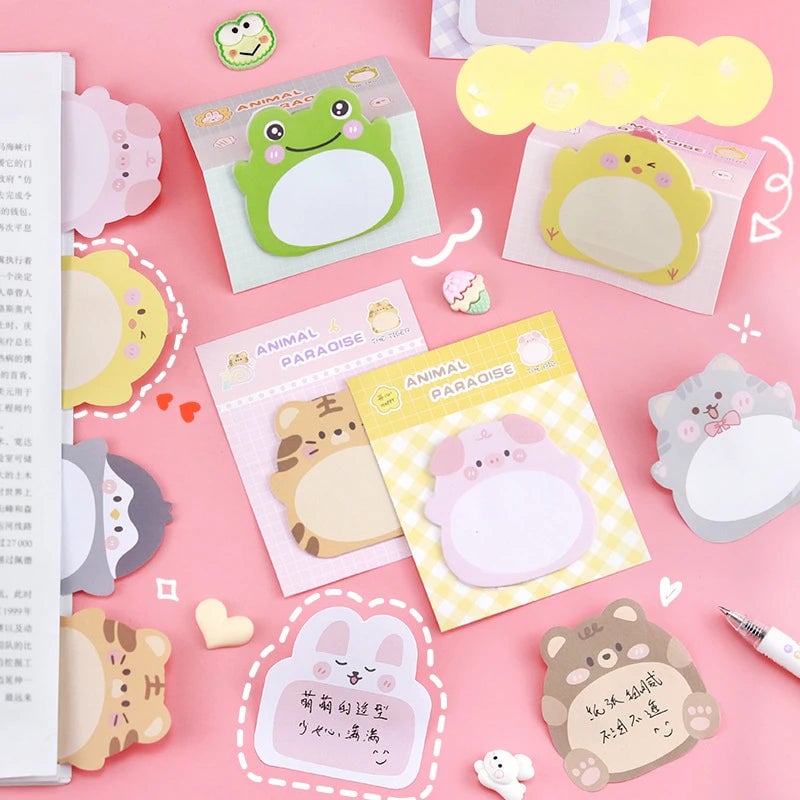 8-Pack Cartoon Animal Shaped Sticky Notes Colorful Creative Office