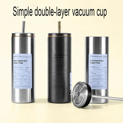 Stainless Steel Insulated Coffee Cup with Straw - Hot & Cold Drinks