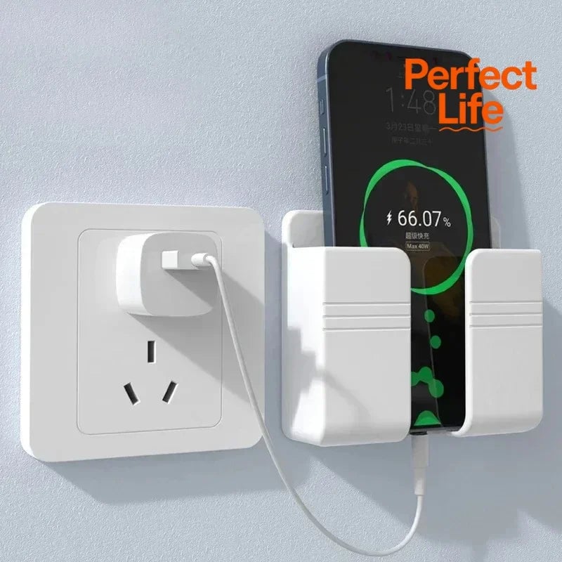 Wall Mounted Phone Holder Organizer with Remote Control Storage Dock