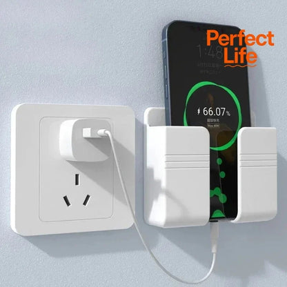 Wall Mounted Phone Holder Organizer with Remote Control Storage Dock