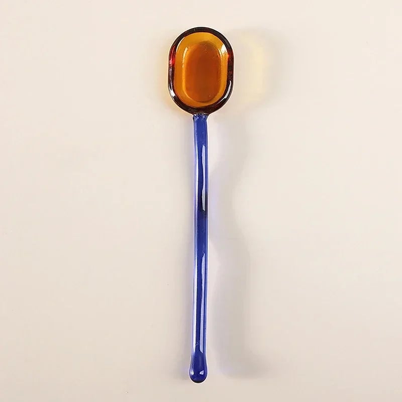 Colored Glass Long Handle Dessert Spoons - Coffee Stirring Spoons