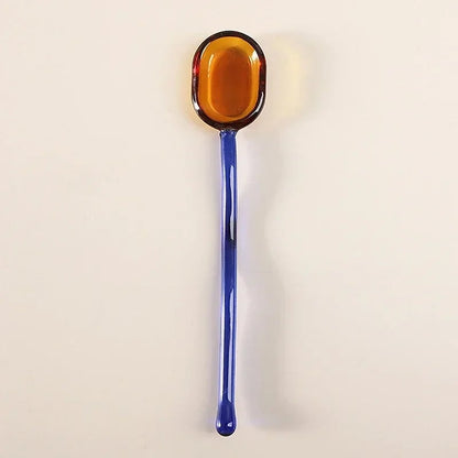Colored Glass Long Handle Dessert Spoons - Coffee Stirring Spoons