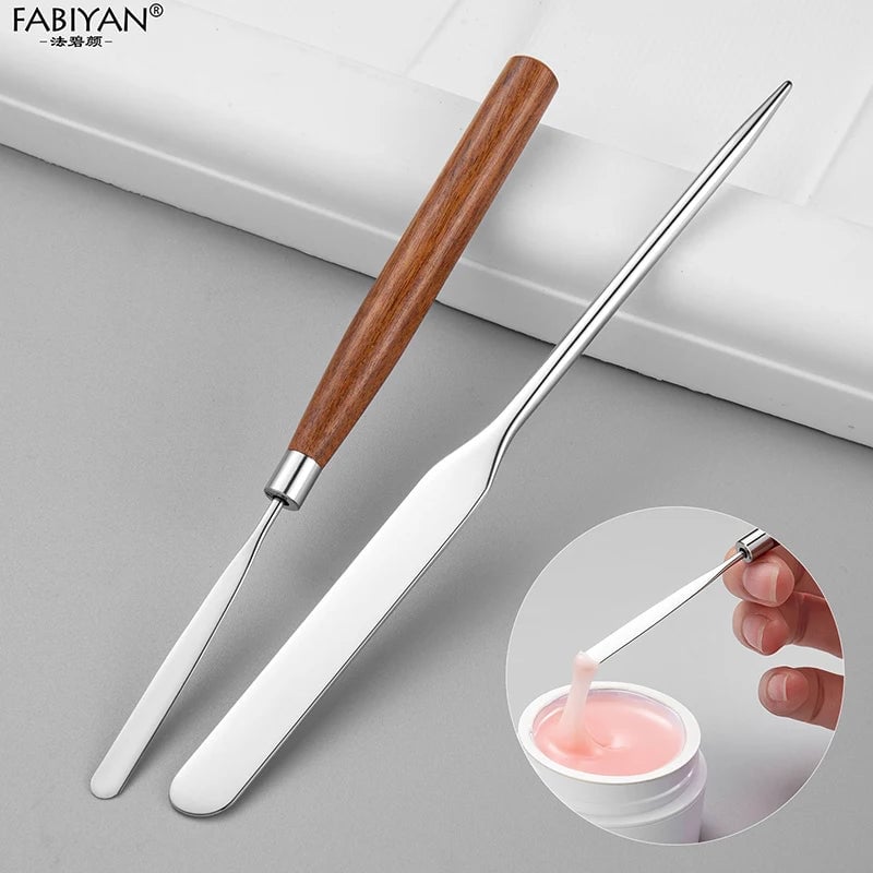 Stainless Steel Spatula Stick - Nail Art & Makeup Foundation Mixer