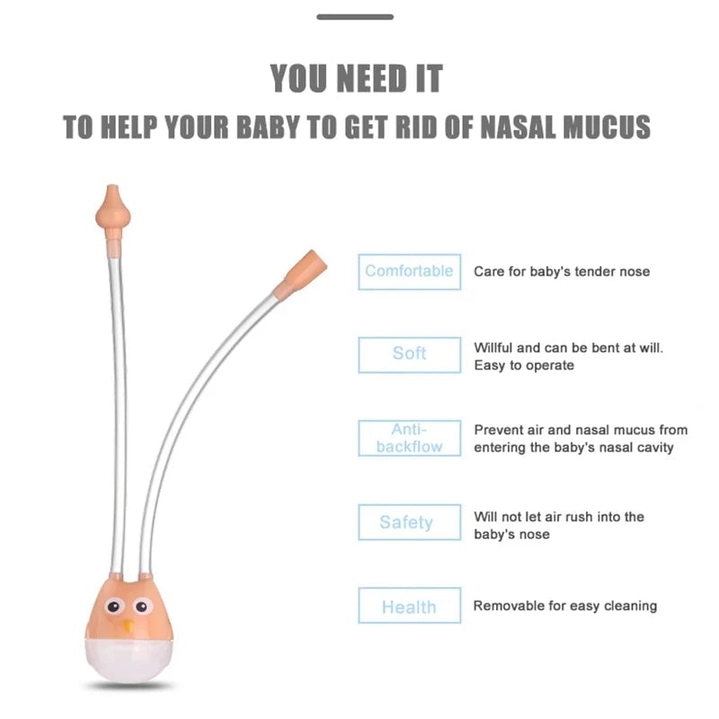 Baby Nasal Aspirator Suction Tool - Safe Nose Cleaner for Newborns