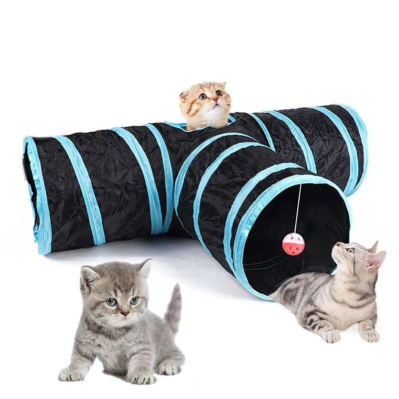 Foldable Cat Tunnel with Crinkle Paper - S Shape Play Tunnel
