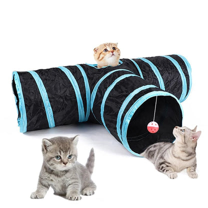 Foldable Cat Tunnel with Crinkle Paper - S Shape Play Tunnel