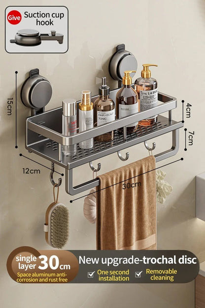 Wall Mounted Non-Perforated Towel Rack Multi-Room Storage Organizer