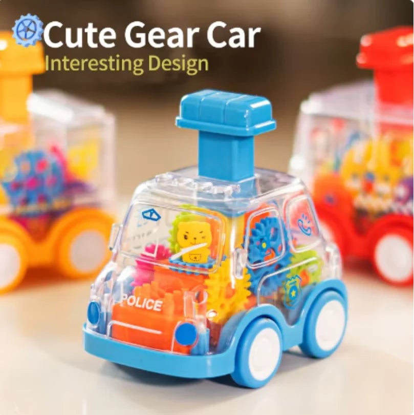 Transparent Cartoon Gear Car Toy - Inertia Pull-Back Action Kids Gift