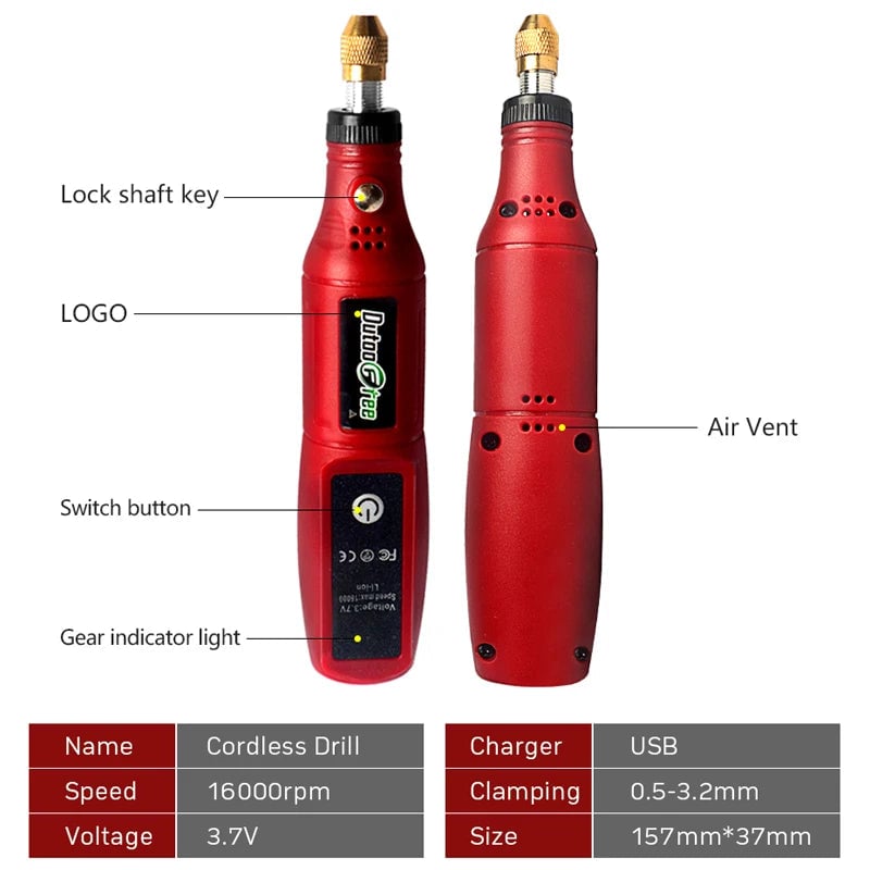 USB Cordless Rotary Tool Kit 24PCS Engraving Pen Drill Jewelry Metal