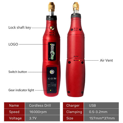 USB Cordless Rotary Tool Kit 24PCS Engraving Pen Drill Jewelry Metal