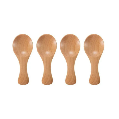 4Pcs Mini Wooden Spoons - Small Kitchen Spice Coffee Tea Scoop Set