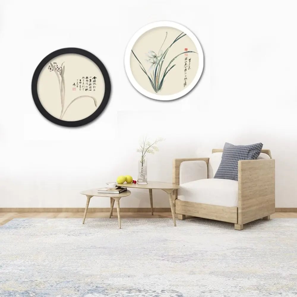 Round Wooden Picture Frame Wall Mount Circle Photo Holder DIY Kit