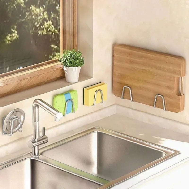 Wall-Mounted Kitchen Sink Storage Rack - Punch-Free Pot Lid Holder