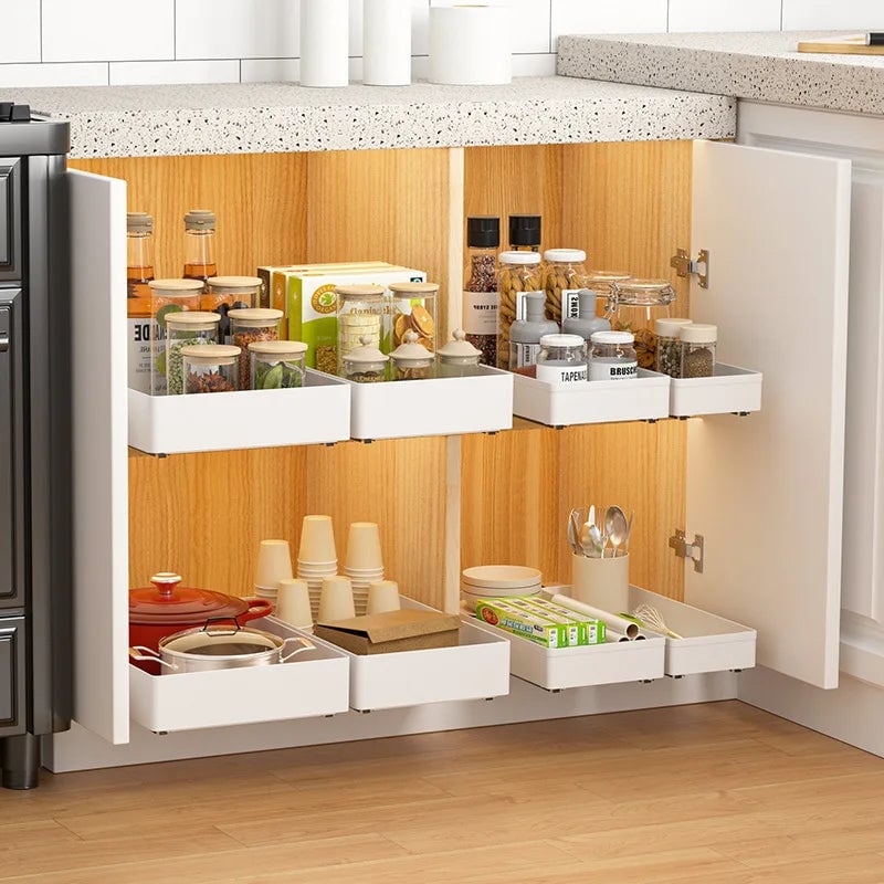 Pull Out Under Sink Storage Rack - Sliding Cabinet Organizer Basket