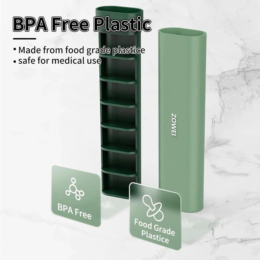 7 Day Weekly Pill Organizer - Compact Travel Pill Case for Vitamins