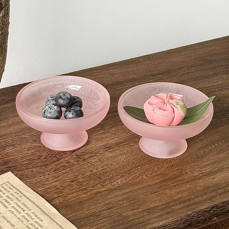 Glacier Glass High-Foot Fruit Plate - Small Exquisite Candy Snack Dish