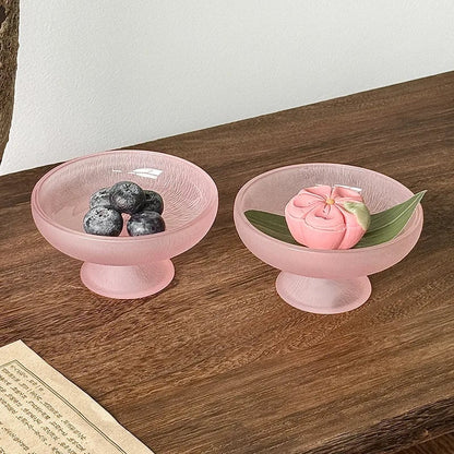 Glacier Glass High-Foot Fruit Plate - Small Exquisite Candy Snack Dish