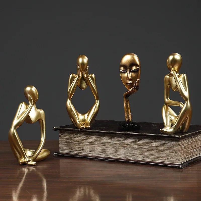 Sand Color Abstract Thinker Statue - Yoga Meditation Figurine Decor