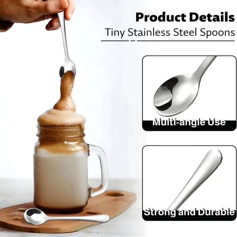 304 Stainless Steel Coffee Scoop Set - 8 Teardrop Spoons Rust-Proof