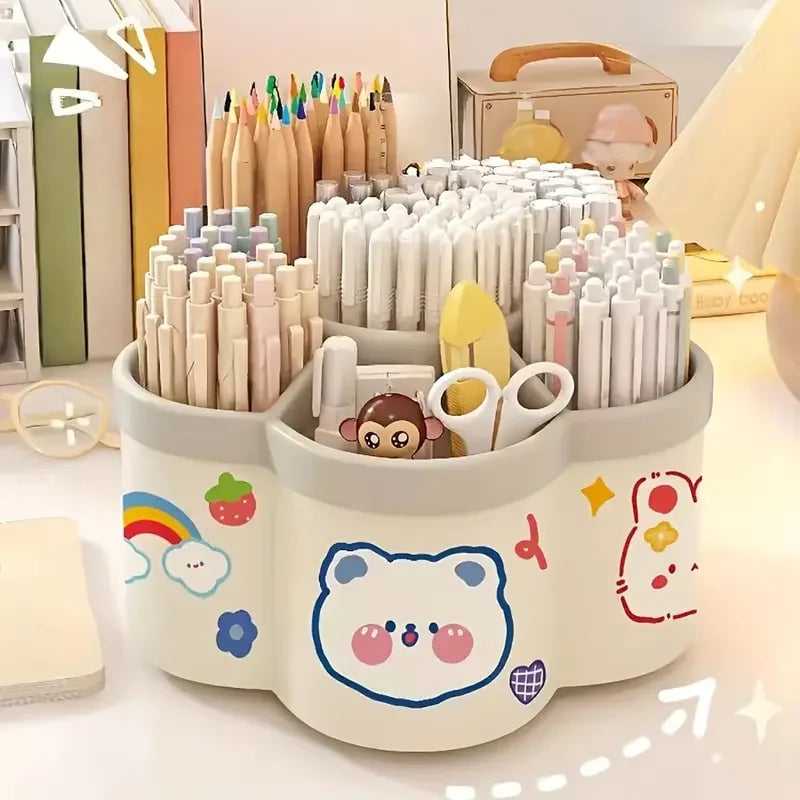 306° Rotating Desk Organizer - Large Capacity Pen Holder Storage