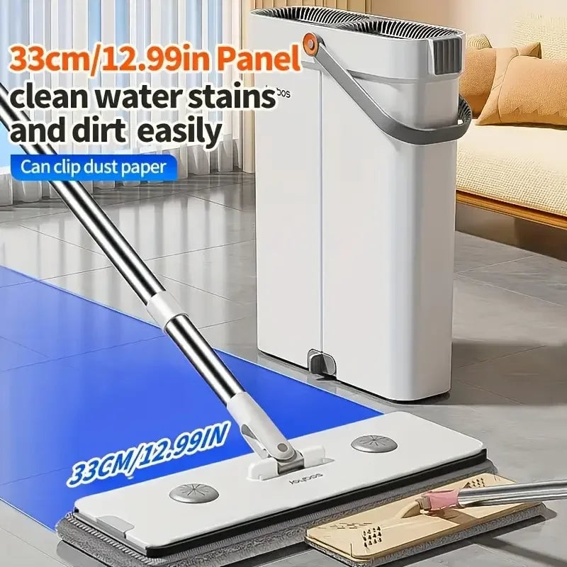 Joybos 360° Spin Mop 33cm Hand-Free Flat Barrel Bucket Set