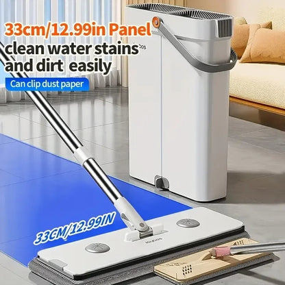 Joybos 360° Spin Mop 33cm Hand-Free Flat Barrel Bucket Set
