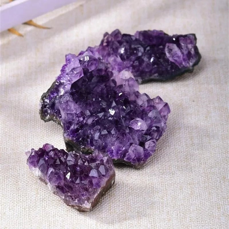 Natural Purple Amethyst Quartz Crystal Cluster Geode Specimen
