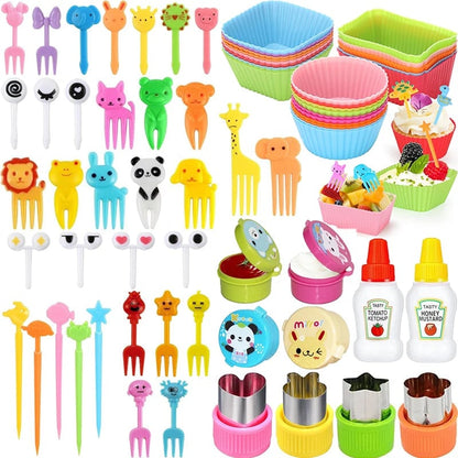 Mini Animal Fruit Forks Kids Set Silicone Vegetable Cutter Dividers