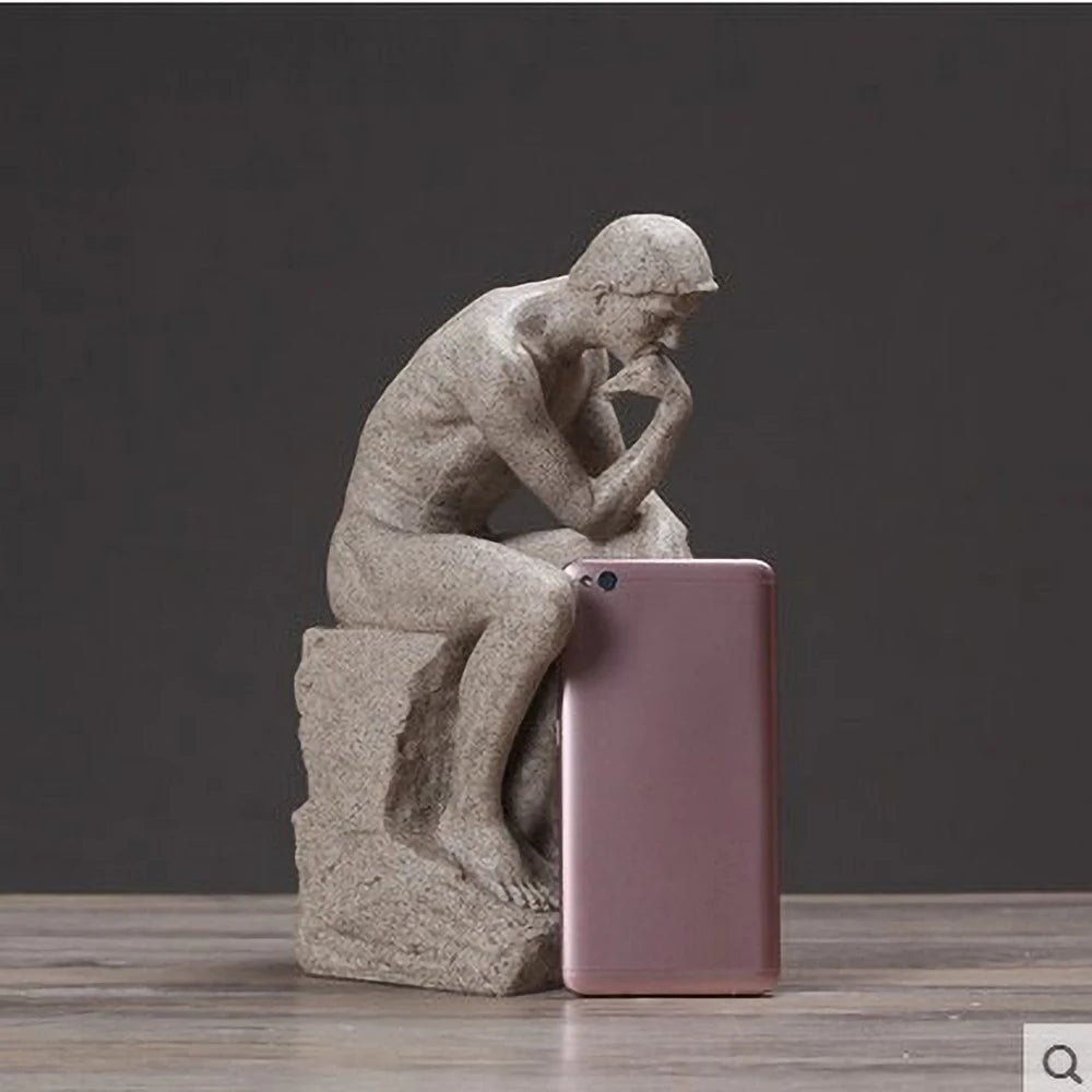Nordic Minimalist Thinker Statue Resin Sandstone Office Decor Gift