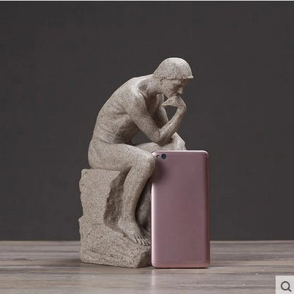 Nordic Minimalist Thinker Statue Resin Sandstone Office Decor Gift