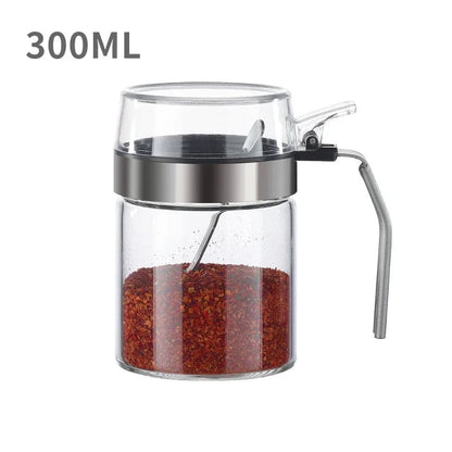 Clear Glass Spice Jars with Airtight Lids & Spoons - Mini Storage Set