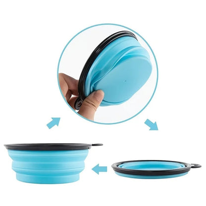 Collapsible TPR Silicone Pet Bowl - Portable Travel Food Water Bowl