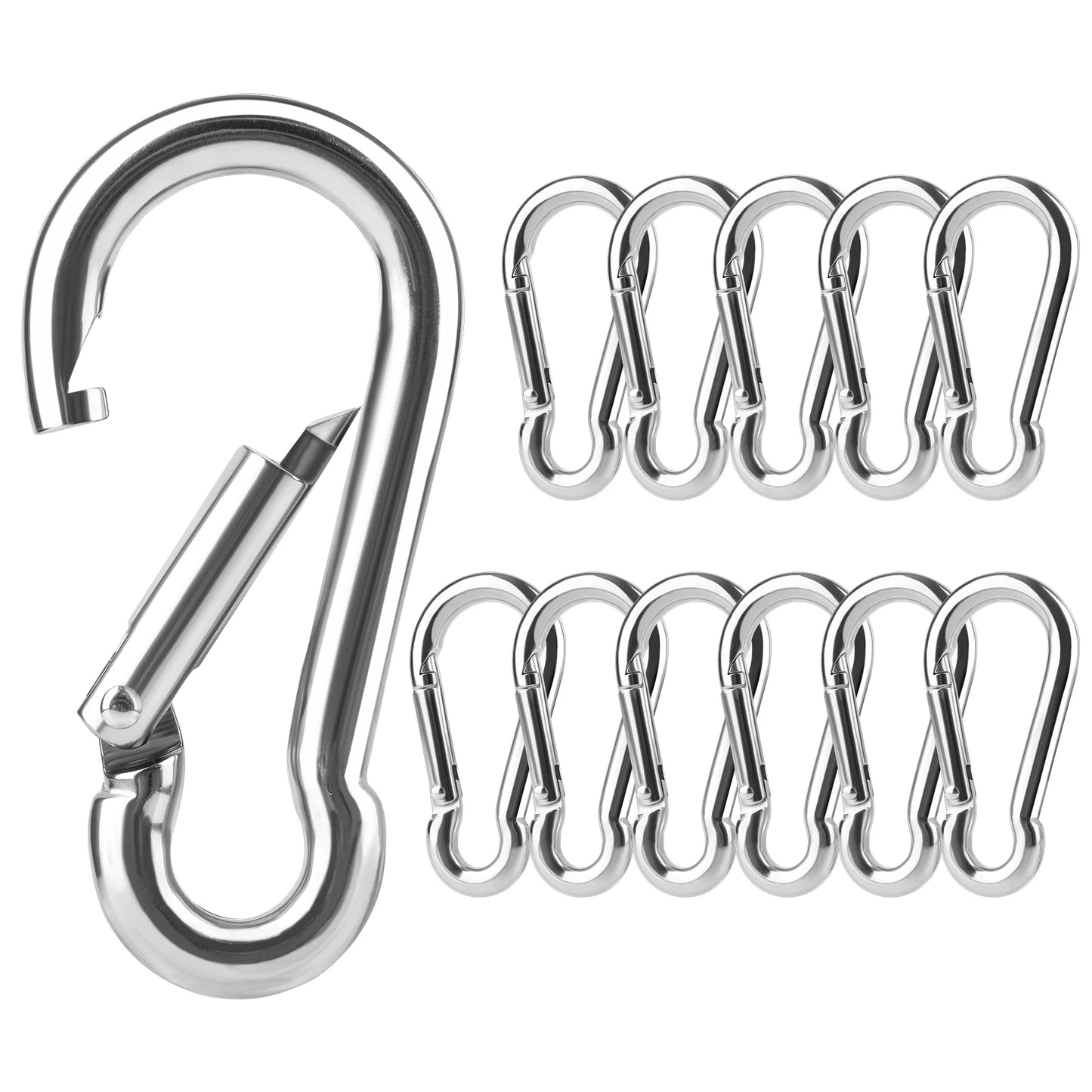 304 Stainless Steel M4 M5 M6 Spring Snap Carabiner Hook 6-24Pcs