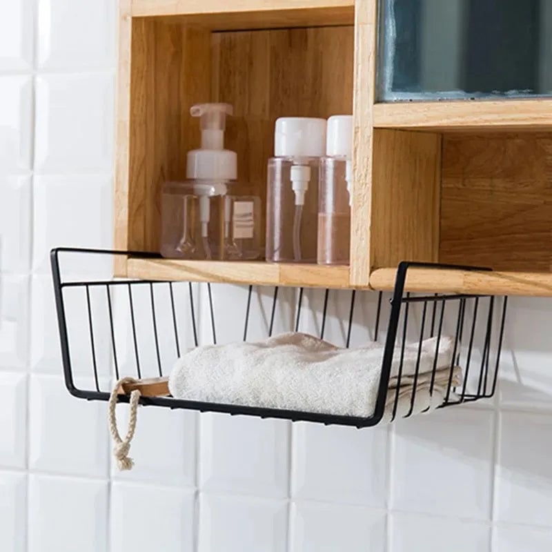 Iron Perforated Hanging Storage Basket Multi-Function Kitchen Bath