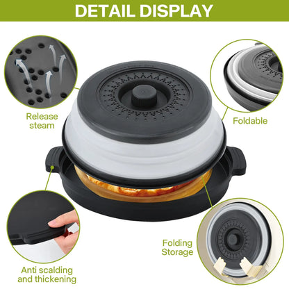 Foldable Microwave Splatter Cover Food Guard Steamer Collapsible
