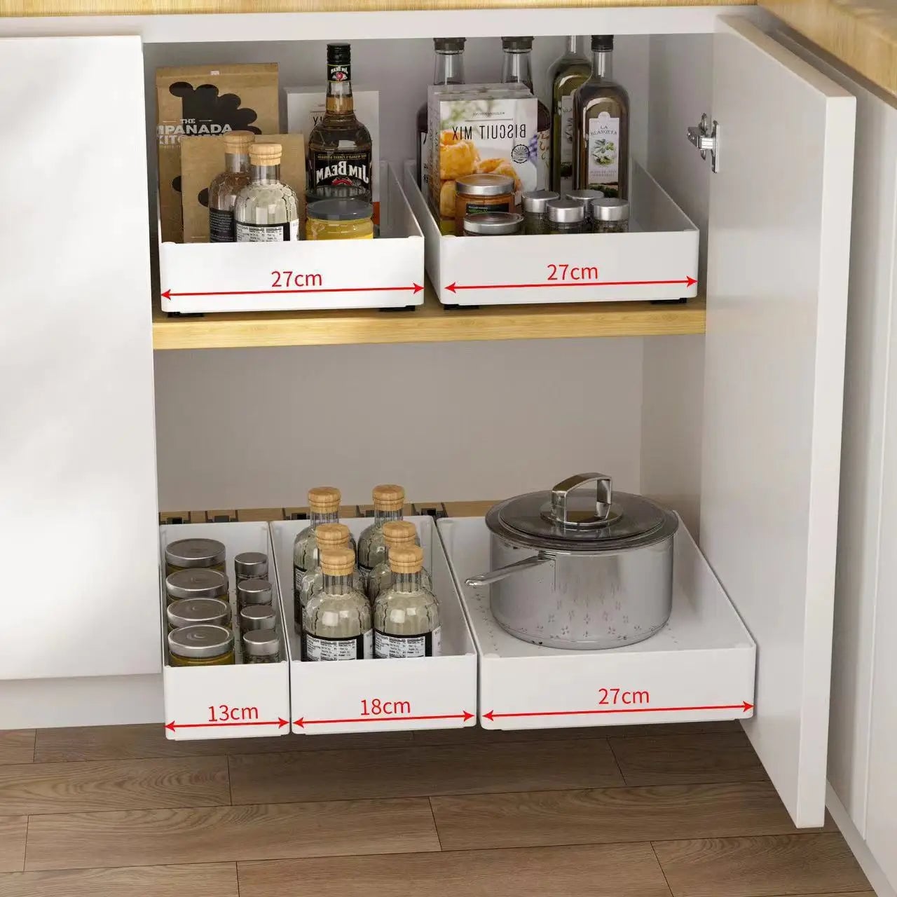 Pull Out Under Sink Storage Rack - Sliding Cabinet Organizer Basket