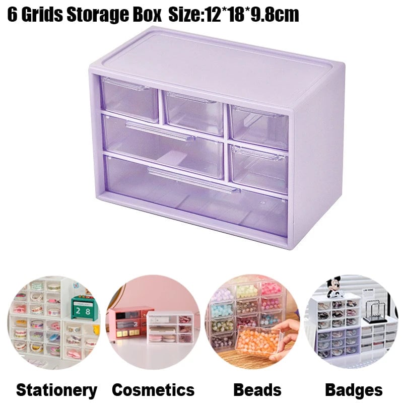 9 Grid Desktop Storage Box Jewelry Cosmetic Organizer with Drawer