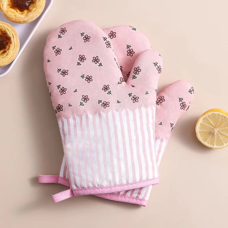 High-Temperature Resistant Linen Oven Gloves - Microwave Safe Mitts