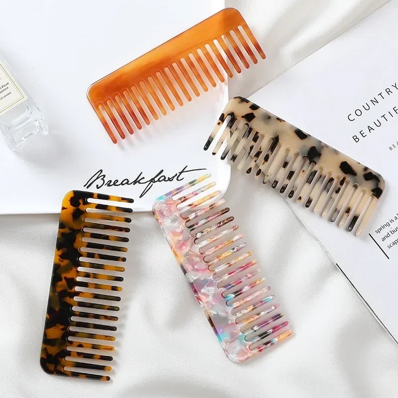 Wide Tooth Acetate Hair Comb Anti Static Korean Massage Hairbrush